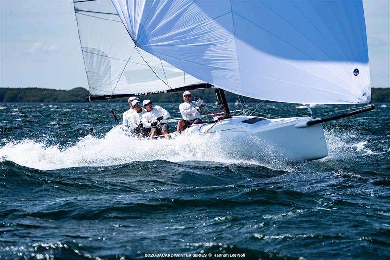 Alec Cutler's Hedgehog blasting downwind in the heavy air final race - Bacardi Winter Series Event No.2 - photo © Hannah Lee Noll