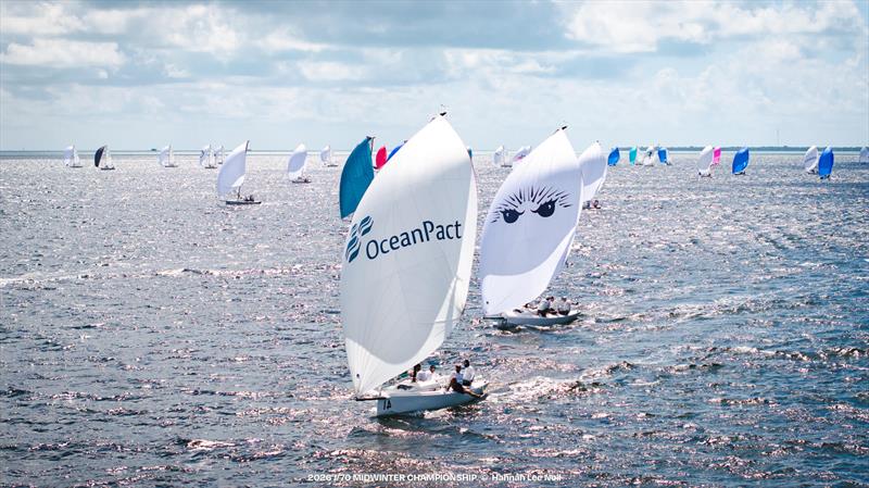 OceanPact and Hedgehog finished 1-2 in Race One on Friday at the 2026 J/70 Midwinter Championship - photo © Hannah Lee Noll