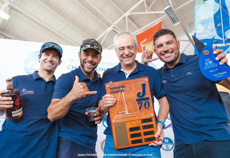 The OceanPact team win the 2026 J/70 Midwinter Championship - photo © Hannah Lee Noll