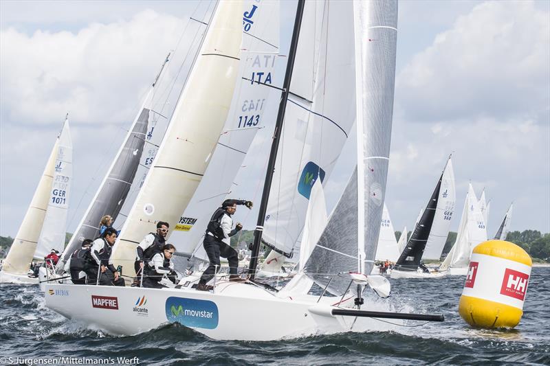 J/80 Worlds at Kiel day 2 photo copyright Sven Jürgensen / Mittelmann's Werft taken at Kieler Yacht Club and featuring the J80 class