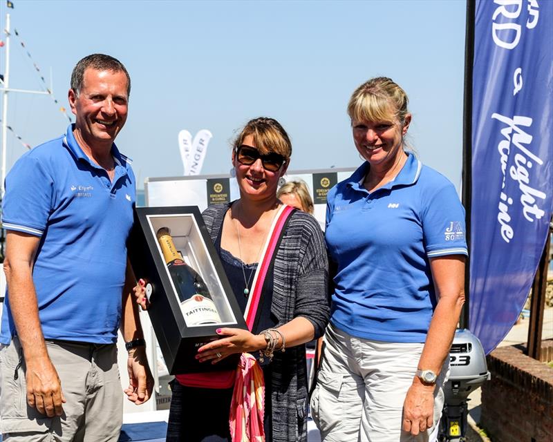 Chris and Hannah Neve's J80 No Regrets win a Jeroboam of Taittinger Champagne at the Taittinger Royal Solent Yacht Club Regatta 2021 - photo © Jake Sugden