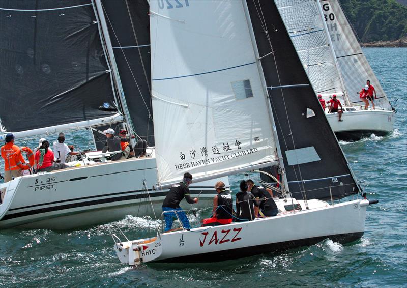 Race 2, J-80 and HKPN A start (UK Sailmakers Typhoon Series, Hong Kong, Race 2) photo copyright HHYC taken at Hebe Haven Yacht Club and featuring the J80 class