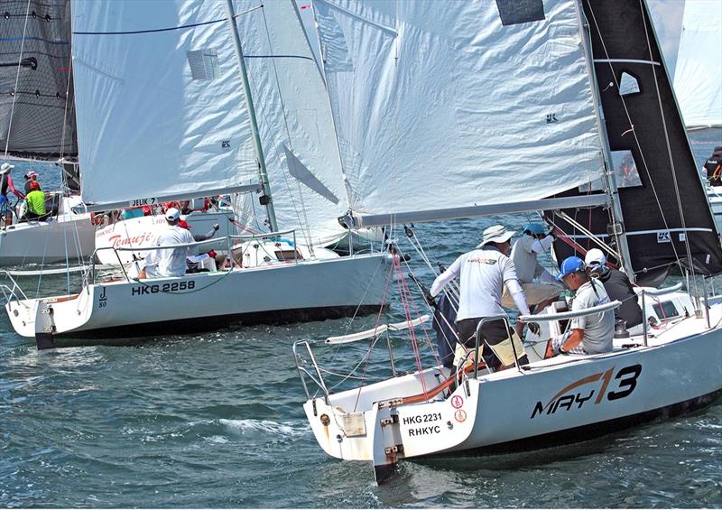 J80 and HKPN A start - UK Sailmakers Typhoon Series , Race 7 photo copyright Fragrant Harbour taken at Hebe Haven Yacht Club and featuring the J80 class