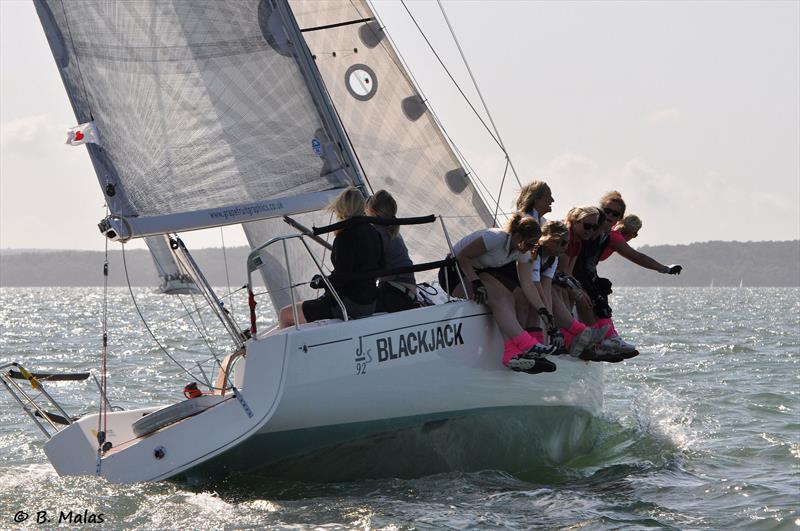 Blackjack during the Dubarry Women's Open Keelboat Championship 2012 photo copyright B Malas taken at Hamble River Sailing Club and featuring the J92 class