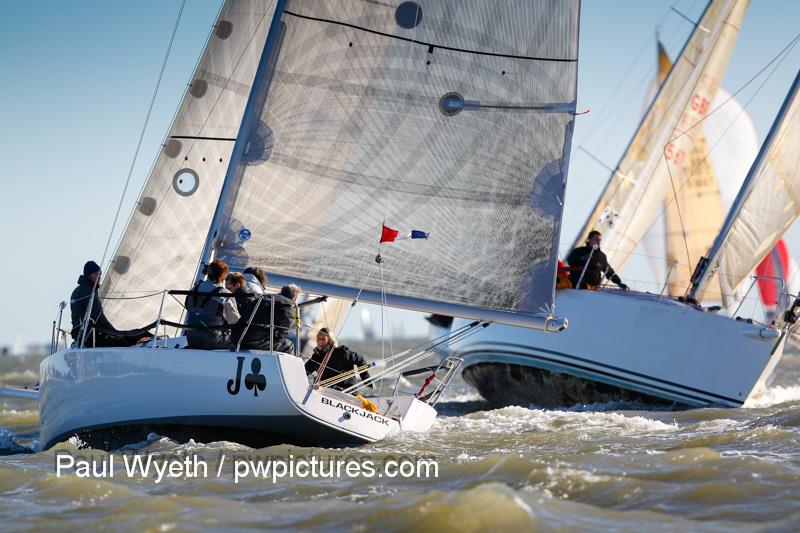 J97 Blackjack during day 5 of the Garmin Hamble Winter Series photo copyright Paul Wyeth / www.pwpictures.com taken at Hamble River Sailing Club and featuring the J/97 class