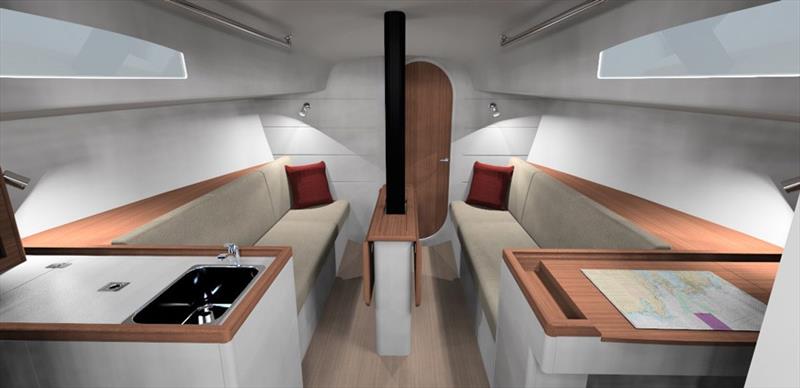 Below decks in the J/99 - said to be one of the front runners for the Olympic Offshore boat - photo © J/Composites