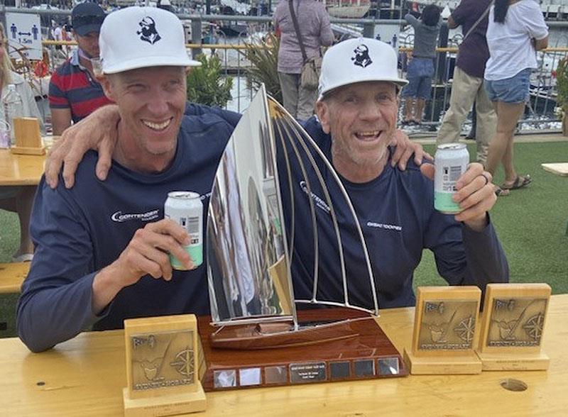 Jules Hall and Jan Scholten celebrating their win photo copyright Jules Hall taken at Cruising Yacht Club of Australia and featuring the J/99 class