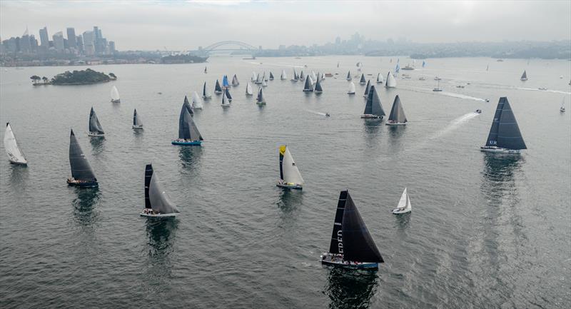 The fleet sailing downwind at the start of the 2024 NSGCYR - photo © CYCA | SailMedia