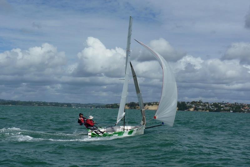 3rd placed The Flyweights (Antje Mueller and Kez Cameron) on OA by Derek Brebner - 2019 National Javelin Championship - photo © Howick Sailing Club