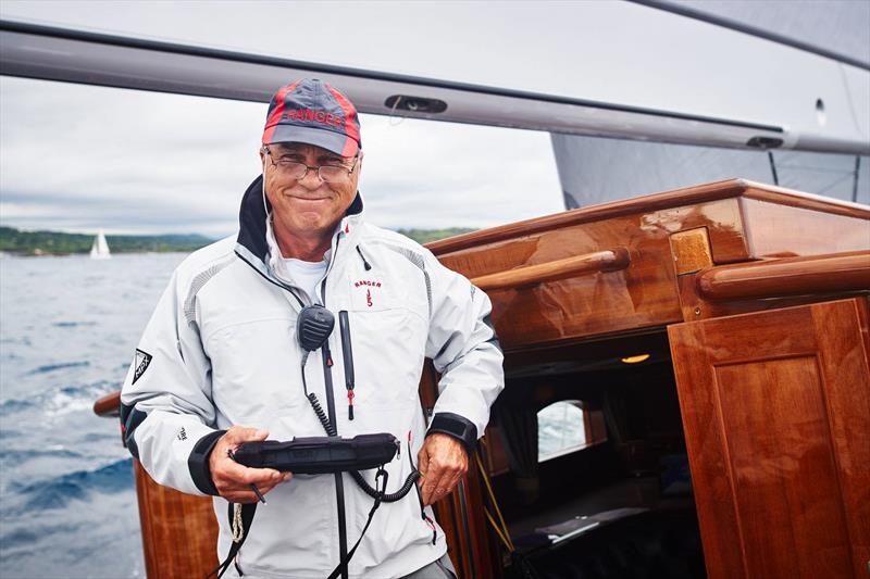 Mike Quilter aboard Ranger on day 6 of Les Voiles de Saint Tropez photo copyright Tim Lloyd / www.timlloydphoto.com taken at Société Nautique de Saint-Tropez and featuring the J Class class