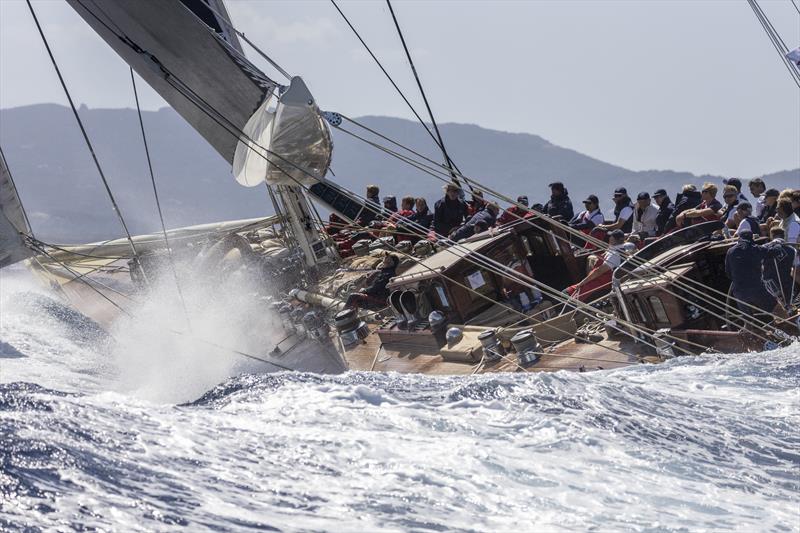 Cast of thousands on board Ronald de Waal's magnificent J Velsheda on Maxi Yacht Rolex Cup day 5 photo copyright Studio Borlenghi / International Maxi Association taken at Yacht Club Costa Smeralda and featuring the J Class class