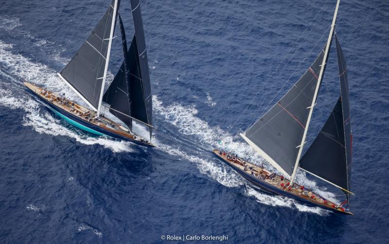 The two J Class yachts, Velsheda and Topaz, racing at the Maxi Yacht Rolex Cup 2021 - photo © Carlo Borlenghi / Rolex