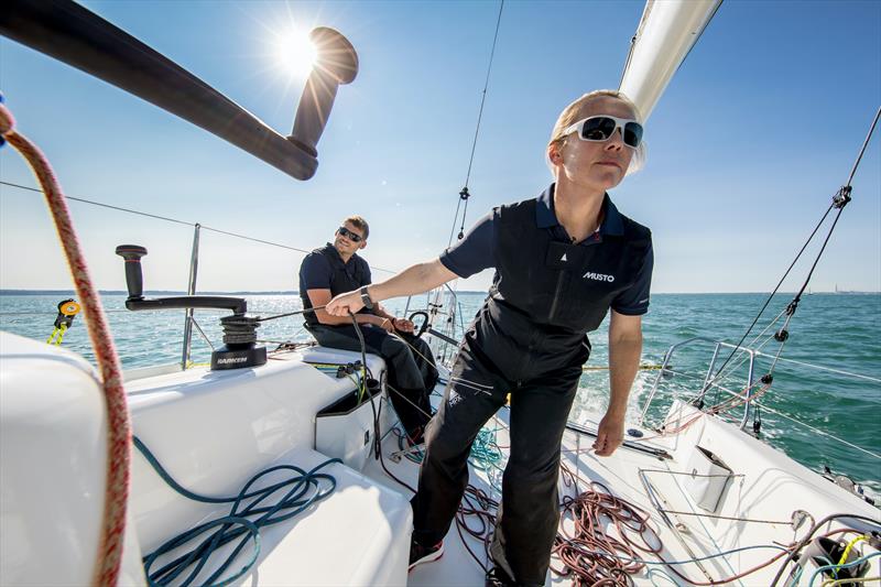 Double Olympic gold medalist Shirley Robertson and Volvo Ocean Race vetern Henry Bomby hope to represent the UK in the new Mixed Two Person Offshore Keelboat event at the Paris 2024 Olympics  photo copyright Tim Butt—www.vertigo-films.com taken at Royal Ocean Racing Club and featuring the Jeanneau class