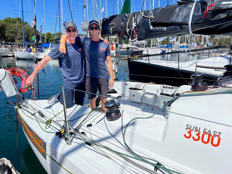 Lee Condell and Lincoln Dews board the Jeanneau Sun Fast 3300 that would take them to Hobart - photo © Lee Condell