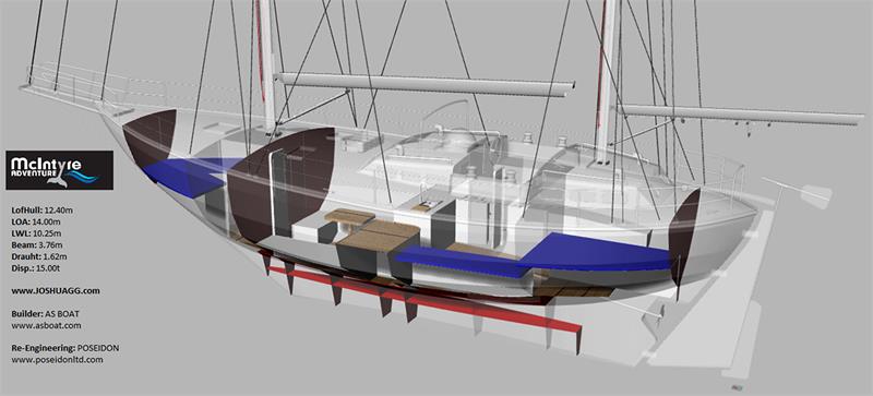 Cut-away showing interior plan of the Joshua replica yacht photo copyright McIntyre Adventure taken at  and featuring the Joshua One-Design class