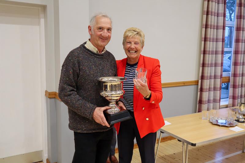 Liz Train presents Alec Glendinning with the Sunbird Trophy for his most adventurous passage aboard his 21ft junk rigged yacht Tirrik - photo © Nicola McColm