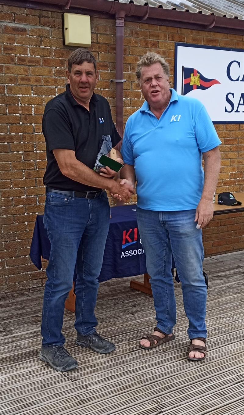 Martyn Emberson winner of beat your predicted place prize during the K1 Southern Championship at Castle Cove photo copyright Ian Duke taken at Castle Cove Sailing Club and featuring the K1 class