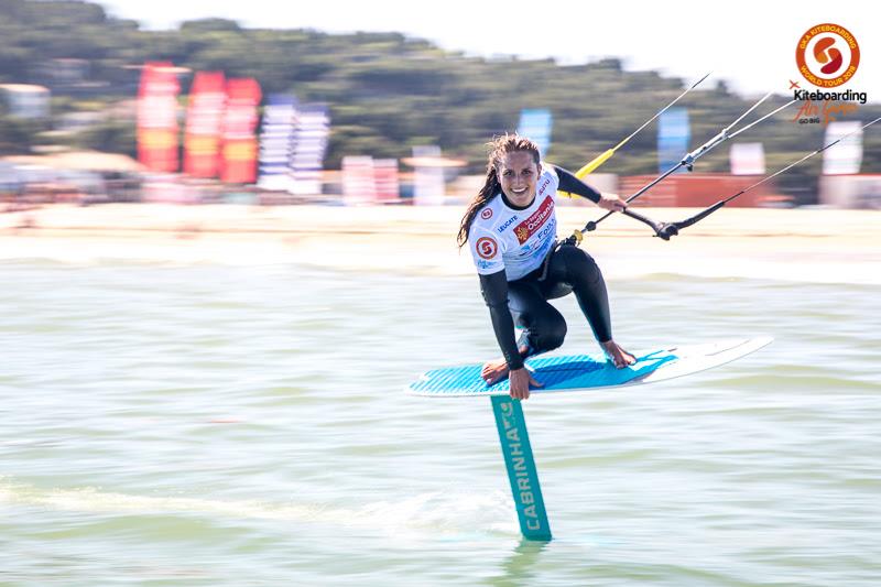 Plenty for this! Annelous Lammerts flying around on her foil this afternoon photo copyright Toby Bromwich taken at  and featuring the Kiteboarding class