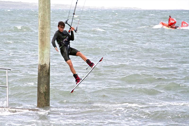 Tagging the pole - Kiteboarding - March 22, 2016 photo copyright Richard Gladwell taken at Takapuna Boating Club and featuring the Kiteboarding class