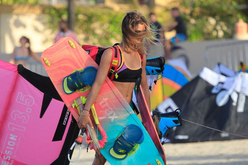 Pauline leaves the beach after her heat – cool, calm and pushing on! photo copyright Event Media taken at  and featuring the Kiteboarding class