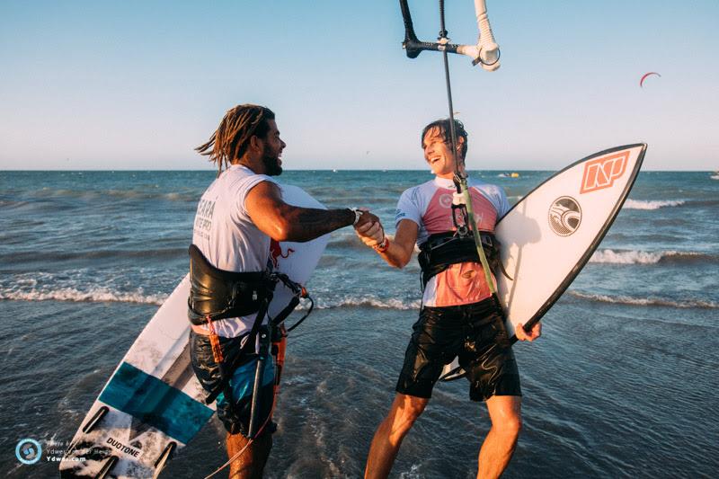 Airton and Evan - Day 1 - 2018 GKA Kite-Surf World Tour Prea, Round 6 photo copyright Ydwer van der Heide taken at  and featuring the Kiteboarding class