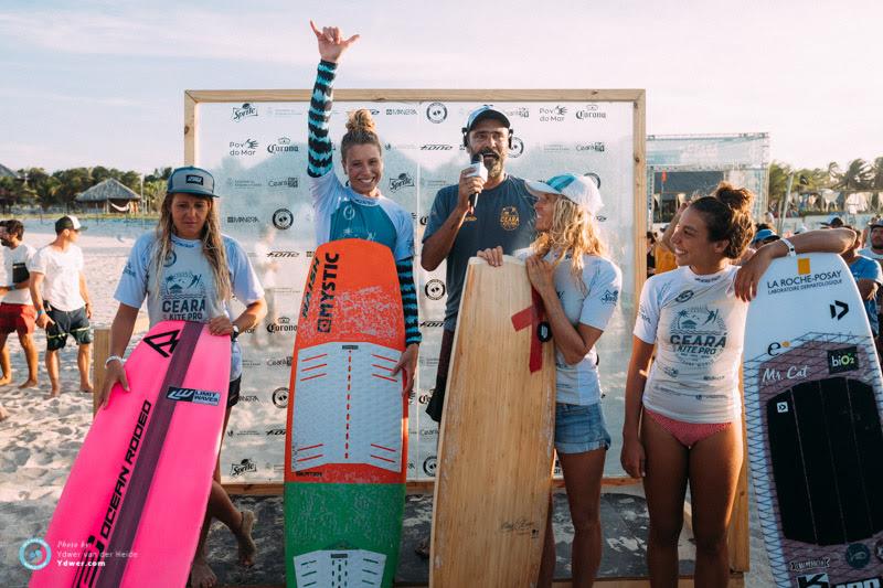 Women's podium - Jalou back on top - Final day - 2018 GKA Kite-Surf World Tour Prea, Round 6 photo copyright Ydwer van der Heide taken at  and featuring the Kiteboarding class