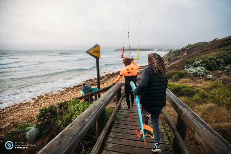 Mitu prepares for the semis - 2018 GKA Kite-Surf World Tour Torquay - Day 4 photo copyright Ydwer van der Heide taken at  and featuring the Kiteboarding class