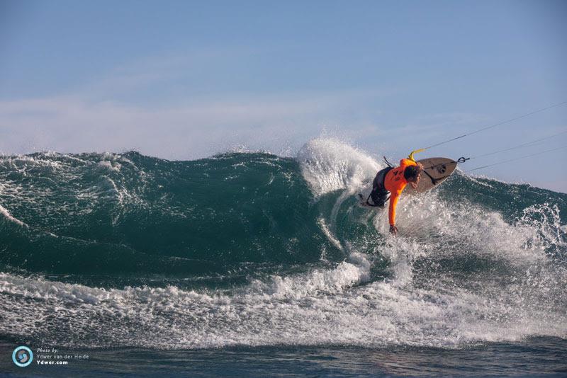 Keahi on the attack - 2018 GKA Kite-Surf World Tour Torquay - Day 4 photo copyright Ydwer van der Heide taken at  and featuring the Kiteboarding class