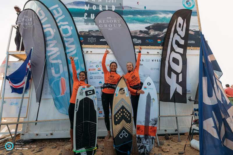 Women's podium - GKA Kite-Surf World Cup Cabo Verde, Day 2 photo copyright Ydwer van der Heide taken at  and featuring the Kiteboarding class