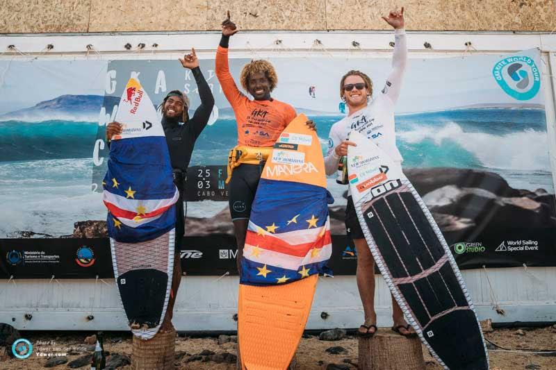 Men's podium - GKA Kite-Surf World Cup Cabo Verde, Day 4 photo copyright Ydwer van der Heide taken at  and featuring the Kiteboarding class