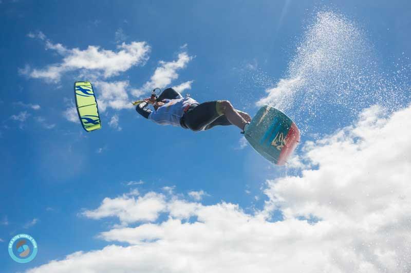Liam Whaley - on form and on fire - GKA Freestyle World Cup Gran Canaria photo copyright Svetlana Romantsova taken at  and featuring the Kiteboarding class