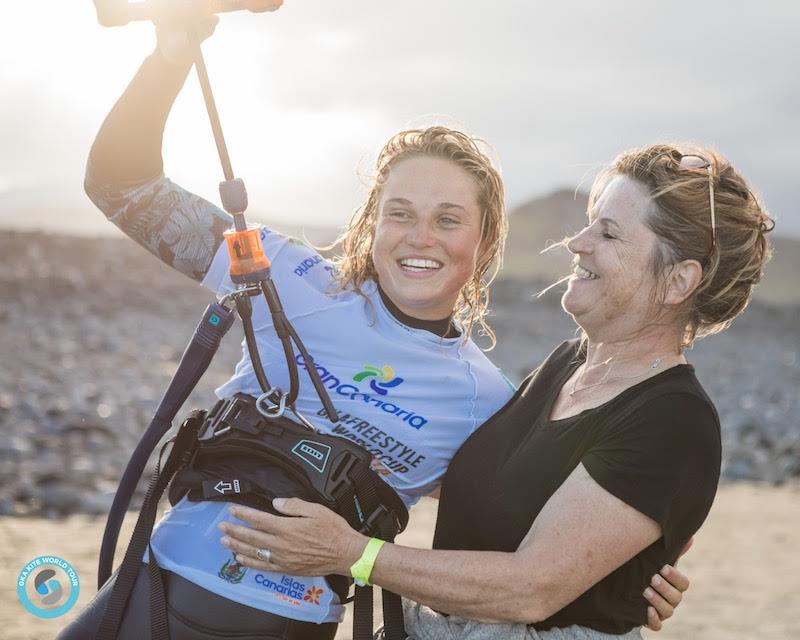 All smiles after a long day of waiting pays off - GKA Gran Canaria Freestyle World Cup 2019 photo copyright Svetlana Romantsova taken at  and featuring the Kiteboarding class