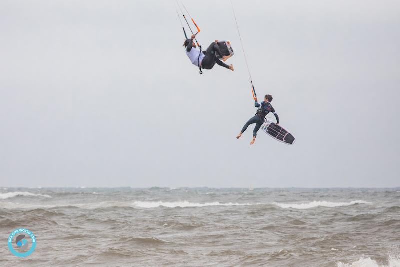 Young Jedi Kiko Roig Torres is overcome by Airton - but only just - 2019 GKA Kite-Surf World Cup Sylt - Day 1 photo copyright Svetlana Romantsova taken at  and featuring the Kiteboarding class