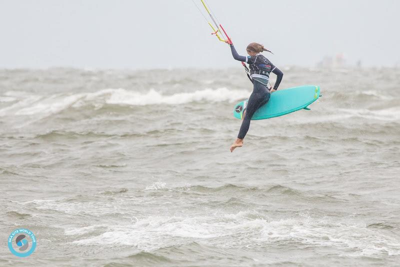The younger Delannoy eyes her landing - 2019 GKA Kite-Surf World Cup Sylt photo copyright Svetlana Romantsova taken at  and featuring the Kiteboarding class