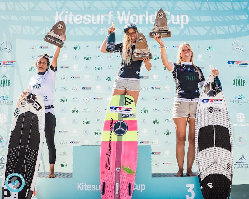Women's podium - GKA Kite-Surf World Cup Sylt 2019 photo copyright Svetlana Romantsova taken at  and featuring the Kiteboarding class
