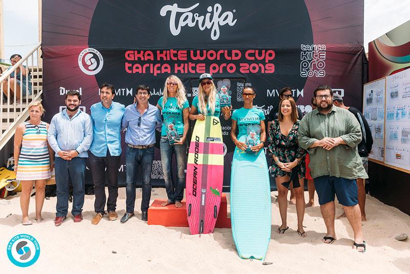 Women's official Kite-Surf strapless freestyle podium - GKA Kite World Cup Tarifa 2019 photo copyright Ydwer van der Heide taken at  and featuring the Kiteboarding class