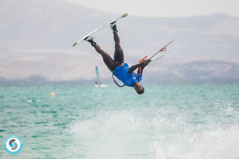 Adeuri 'Quadzilla' Corniel in round one - GKA Freestyle World Cup Fuerteventura 2019 photo copyright Svetlana Romantsov taken at  and featuring the Kiteboarding class