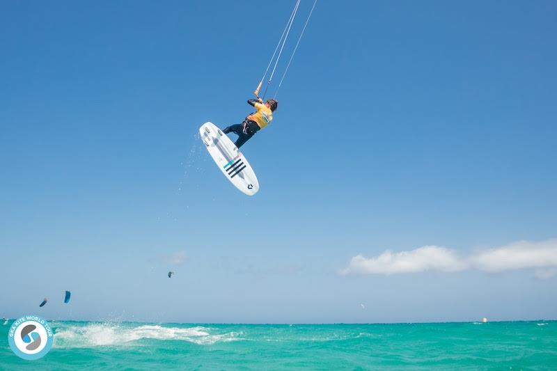 Kiko Roig Torres throws himself into a rotation in round two - 2019 GKA Freestyle World Cup Fuerteventura photo copyright Svetlana Romantsova taken at  and featuring the Kiteboarding class