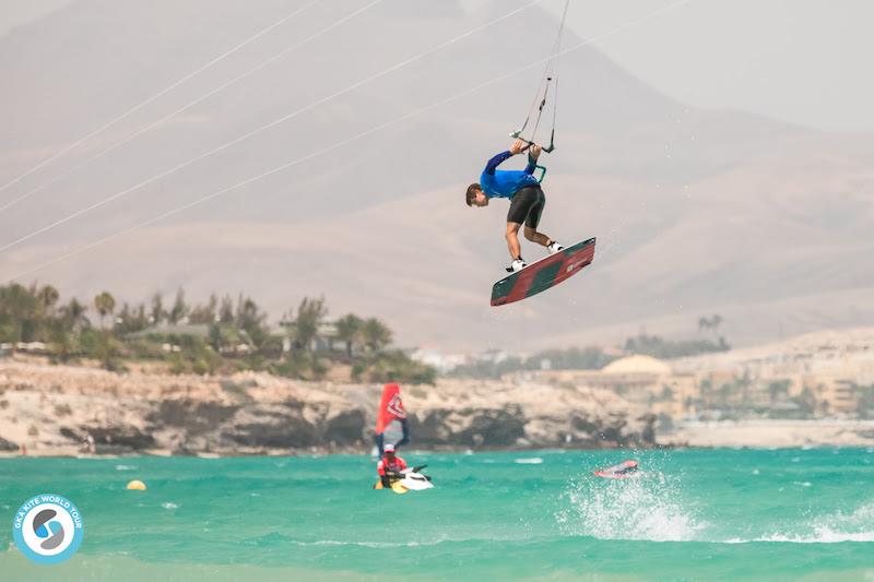 Arthur Guillebert will be happy with his result today after sustaining a heavy crash in the Main Event - GKA Freestyle World Cup Fuerteventura 2019 photo copyright Svetlana Romantsova taken at  and featuring the Kiteboarding class