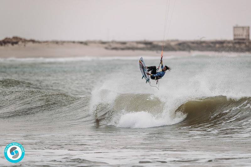 Always something different up his sleeve - Airton's back roll off the lip - GKA Kite World Cup Dakhla, Day 7 photo copyright Ydwer van der Heide taken at  and featuring the Kiteboarding class