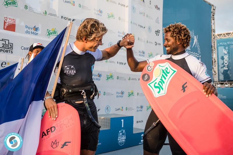 Camille and Mitu, still good team mates - 2019 GKA Kite-Surf World Cup Prea day 1 - photo © Svetlana Romantsova