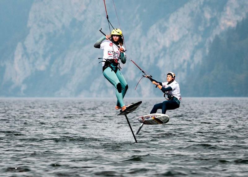 Julia Damasiewicz carving out a gybe - Formula Kite Mixed Team Relay European Championships, day 2 - photo © IKA / Alex Schwarz