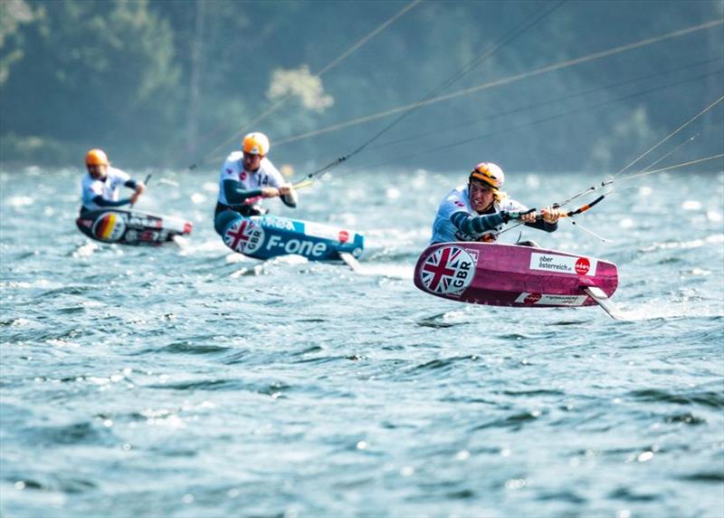 Florian elected to start at the windward end of the line with Guy starting at the pin. - Formula Kite Mixed Team Relay European Championships, final day photo copyright IKA / Alex Schwarz taken at  and featuring the Kiteboarding class