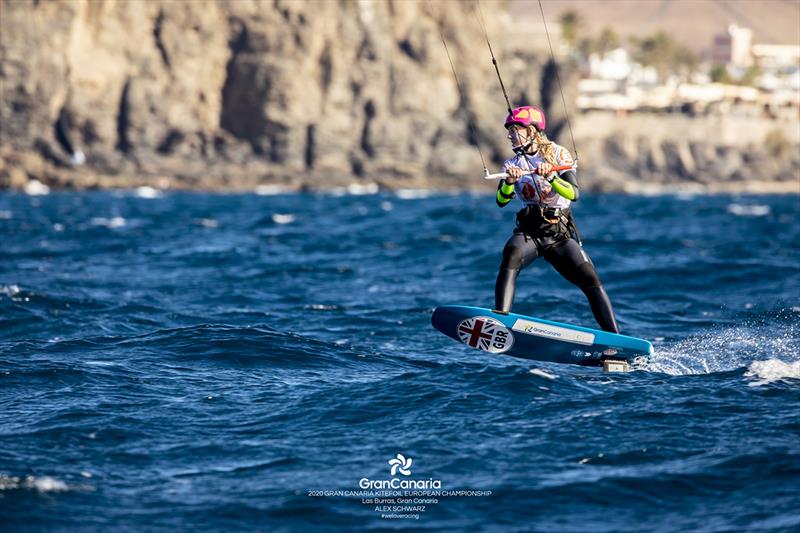 Ellie Aldridge (GBR) secured her place as top female rider at the event - 2020 Gran Canaria KiteFoil Open European Championships photo copyright IKA Media / Alex Schwarz taken at  and featuring the Kiteboarding class