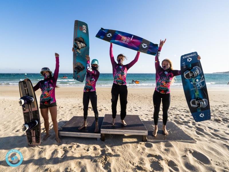 Women podium - GKA Freestyle World Cup Tarifa 2021, Day 3 photo copyright Samuel Cardenas taken at  and featuring the Kiteboarding class