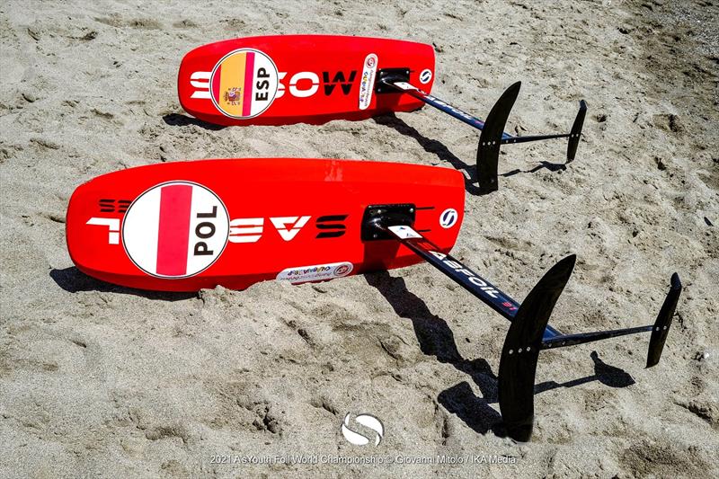 A's Youth Foil one-design equipment, designed as an affordable entry level for clubs and parents into high performance sailing - 2021 Formula Kite U19 and A's Youth Foil Worlds photo copyright IKA / Giovanni Mitolo taken at  and featuring the Kiteboarding class