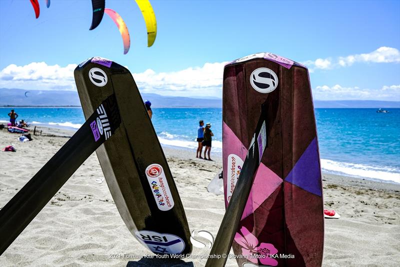 Formula Kite equipment, where competitors can chose equipment of different brands best suited for their body physiques - 2021 Formula Kite U19 and A's Youth Foil Worlds photo copyright IKA / Giovanni Mitolo taken at  and featuring the Kiteboarding class