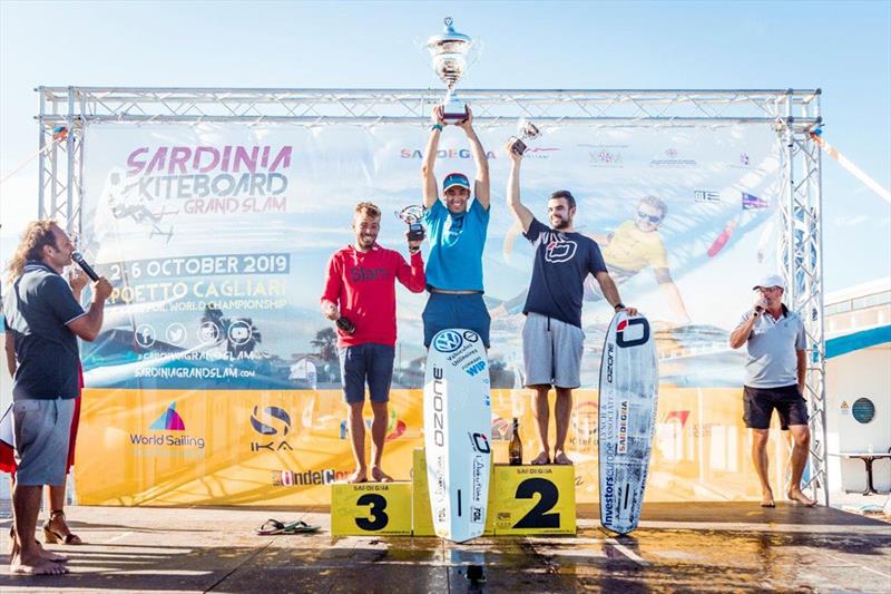 2019 Sardinia Grand Slam's final podium with Alex Mazella at the center - photo © Alex Schwarz / IKA Media
