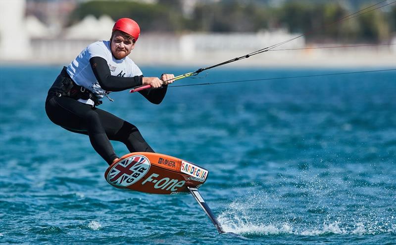 Bainbridge celebrates the leadership at Sardinia Grand Slam photo copyright IKA Media / Robert Hajduk taken at  and featuring the Kiteboarding class