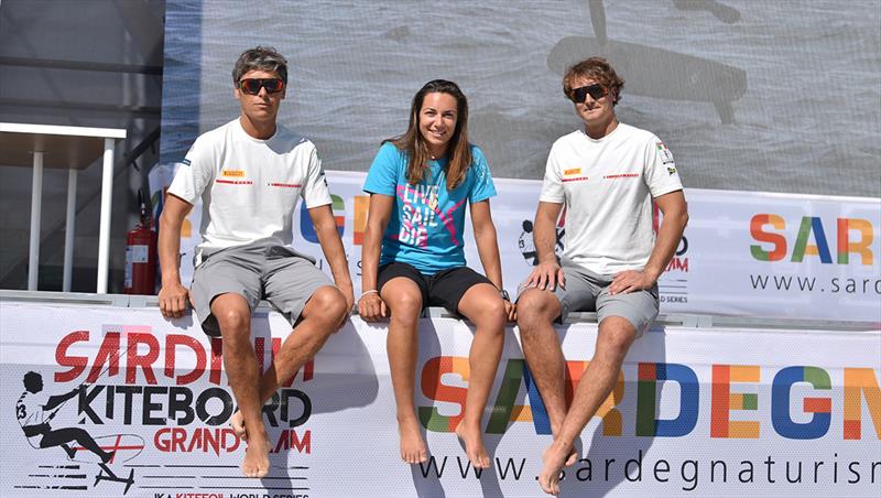 Marta Maggetti (c) with a delegation of Team Luna Rossa Prada Pirelli at Sardinia Grand Slam photo copyright Dario Sequi taken at  and featuring the Kiteboarding class